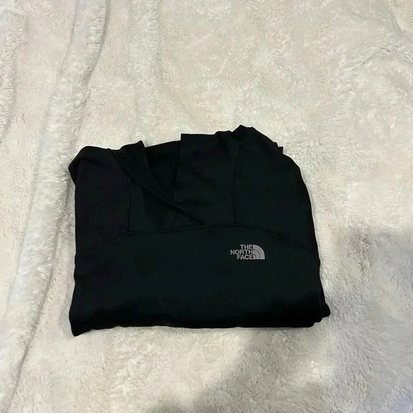 The North Face Womens Flashdry Hoodie‎ XL Black Crisscross Cropped Thumb Holes - Picture 1 of 8